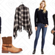 Crew Neck Sweater, $57 | Sancio Boot with Buckle, $78 | Clove Plaid Wrap, $27 | 710 Warm Super Skinny Jeans, $59 | Wool Cocoon Coat, $107